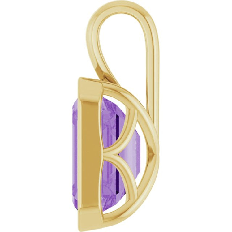 14K Yellow Gold Lab-Grown Purple Sapphire Pendant