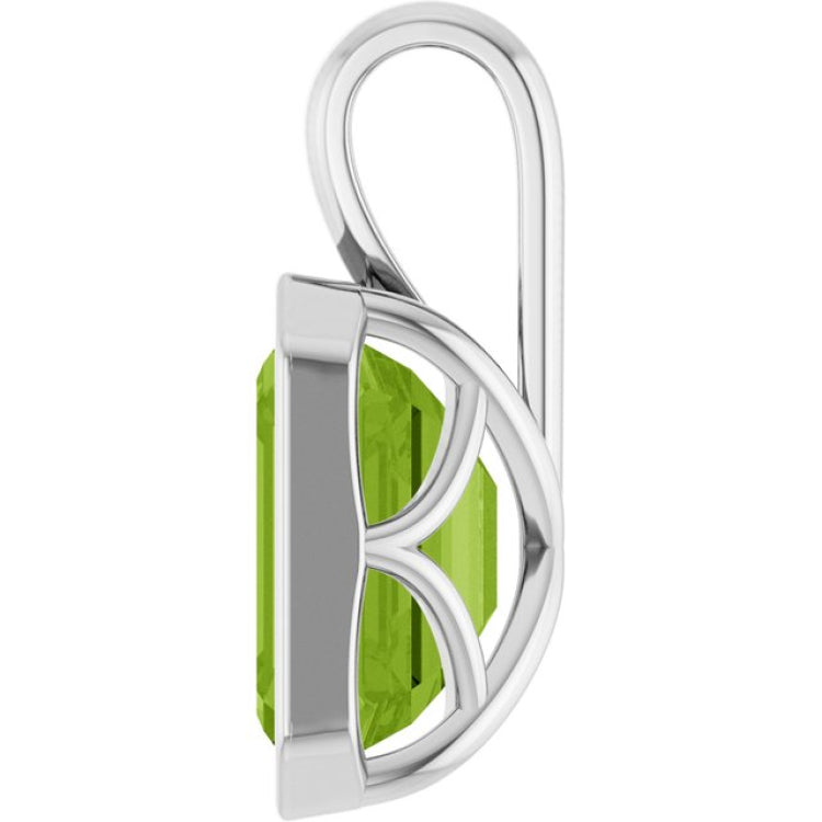14K White Gold Natural Peridot Pendant