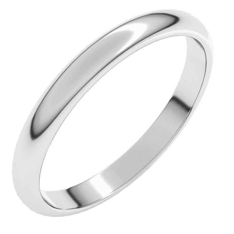 18K White Gold 2.5 mm Half Round Band Size 6