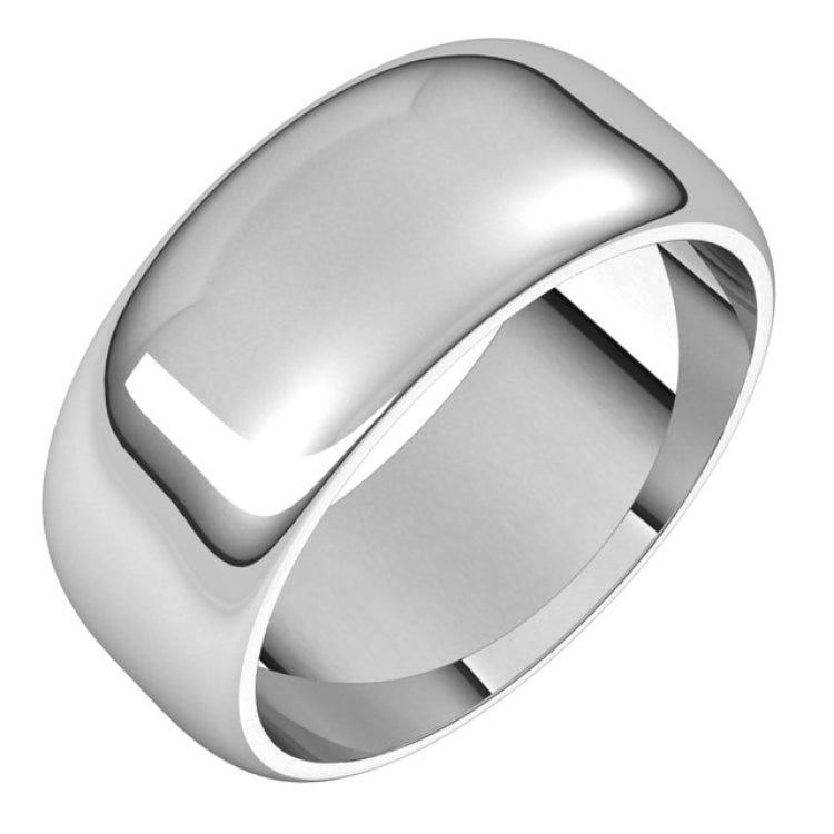 14K White Gold 8 mm Half Round Band Size 11