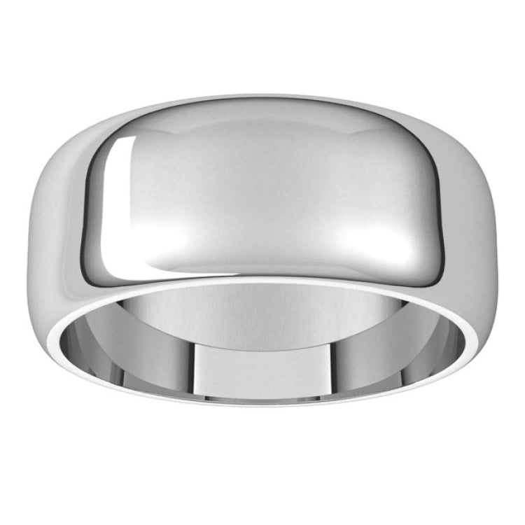 14K White Gold 8 mm Half Round Band Size 11