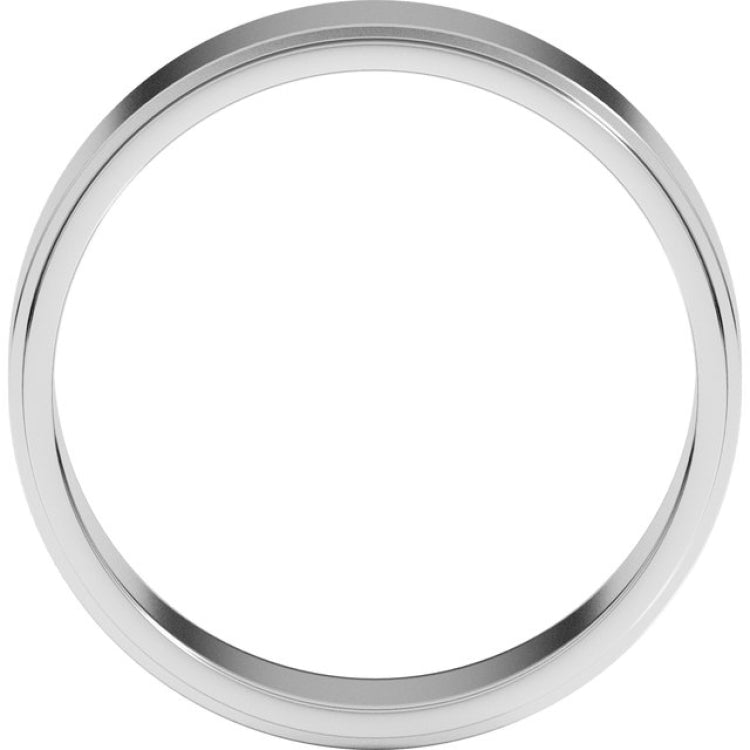 14K White Gold 6 mm Stepped-Edge Flat Band Size 8