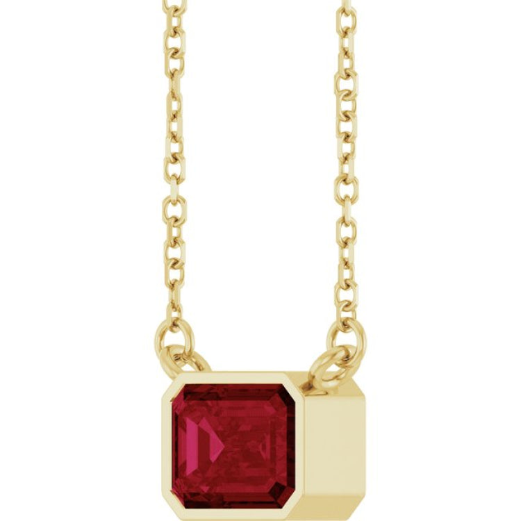 14K Yellow Gold Lab-Grown Ruby 18" Necklace