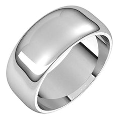 Platinum 8 mm Half Round Band Size 7