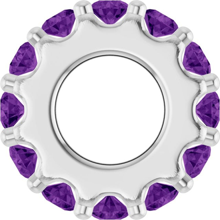 Sterling Silver Natural Amethyst Spacer Charm/Pendant