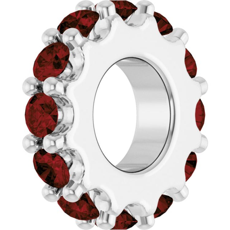 Sterling Silver Natural Mozambique Garnet Spacer Charm/Pendant