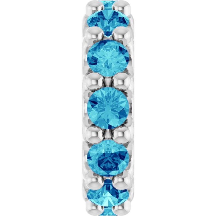 Sterling Silver Natural Blue Zircon Spacer Charm/Pendant
