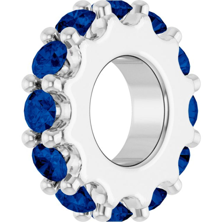Sterling Silver Lab-Grown Blue Sapphire Spacer Charm/Pendant