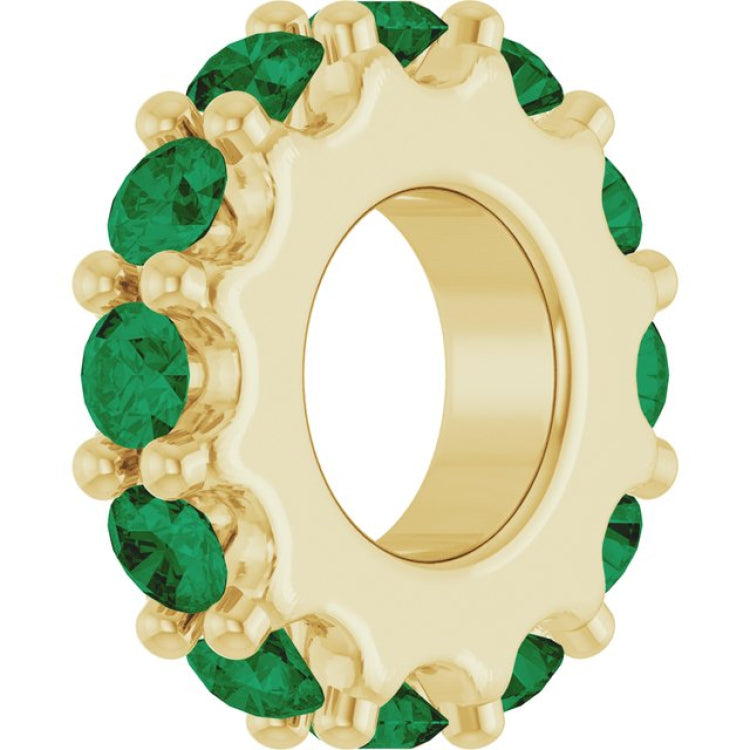 14K Yellow Gold Lab-Grown Emerald Spacer Charm/Pendant