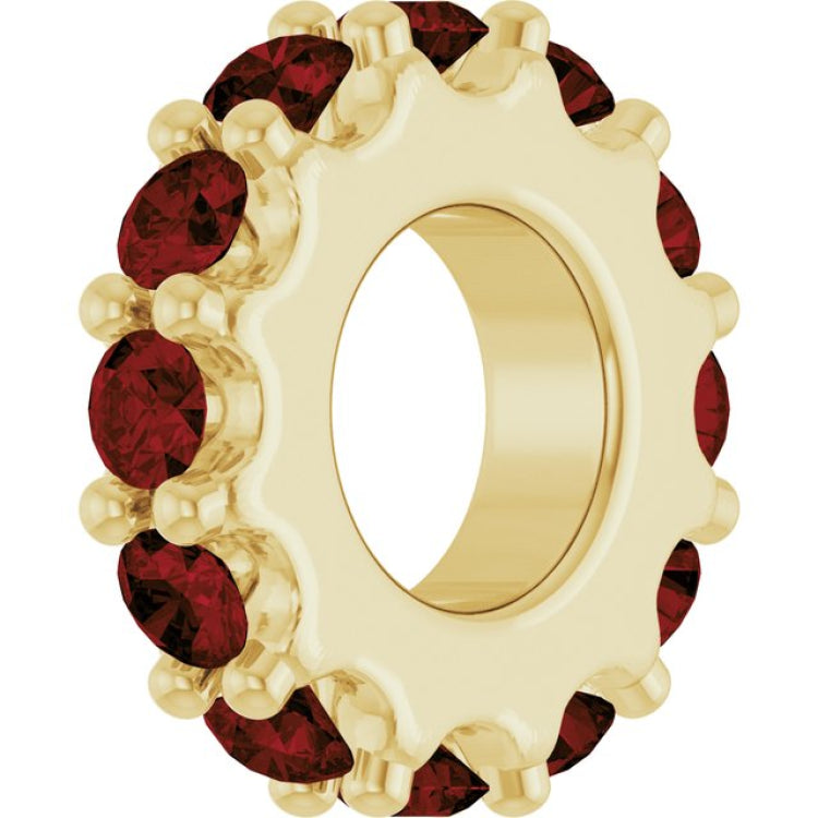 14K Yellow Gold Natural Mozambique Garnet Spacer Charm/Pendant