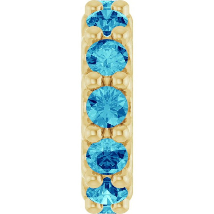 14K Yellow Gold Natural Blue Zircon Spacer Charm/Pendant