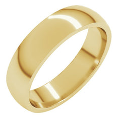 14K Yellow Gold 5 mm Lightweight Comfort-Fit Half Round Band Size 7