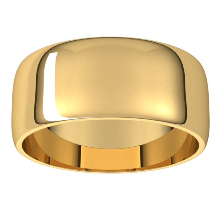 14K Yellow Gold 8 mm Lightweight Half Round Band Size 7