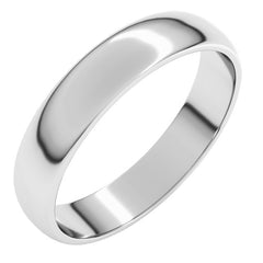 14K White Gold 4 mm Lightweight Half Round Band Size 7.5