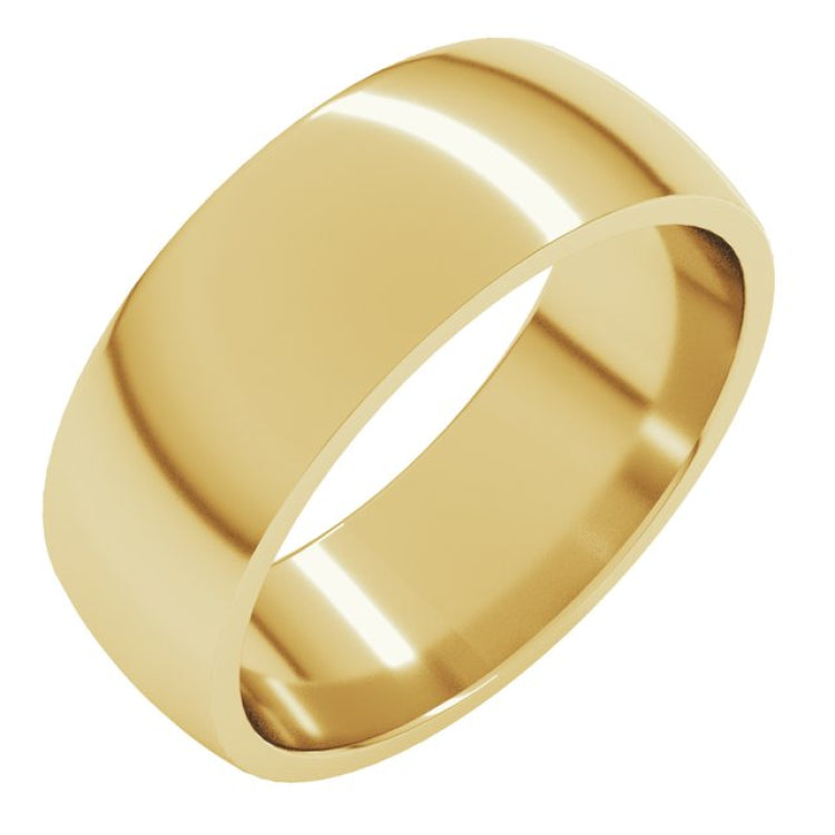 14K Yellow Gold 7 mm Lightweight Comfort-Fit Half Round Band Size 11.5