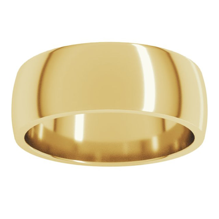 14K Yellow Gold 7 mm Lightweight Comfort-Fit Half Round Band Size 11.5