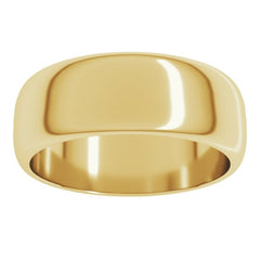 14K Yellow Gold 7 mm Half Round Band Size 7.5