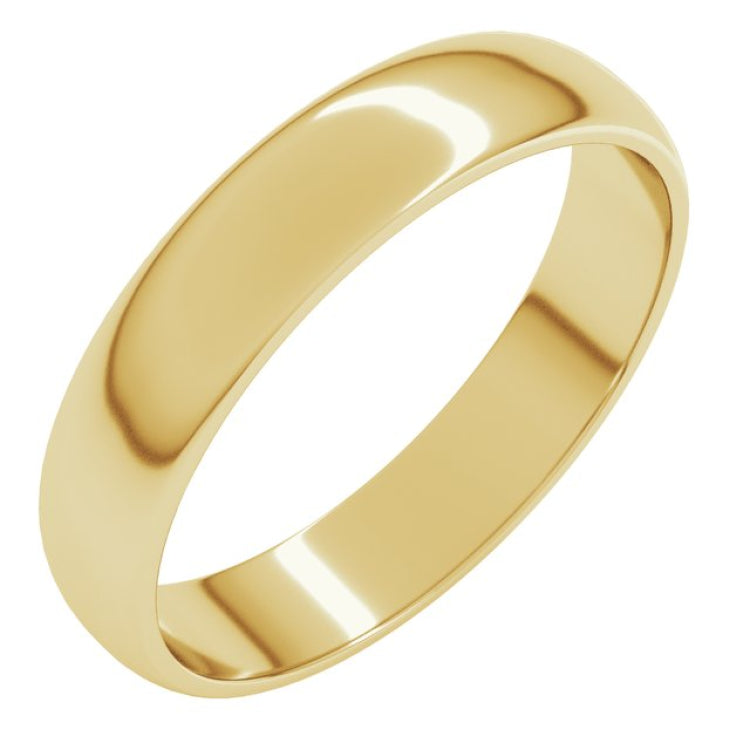 10K Yellow Gold 4 mm Lightweight Half Round Band Size 8.5