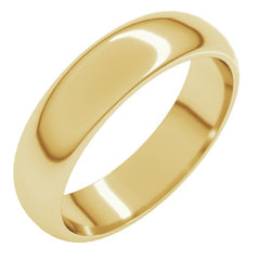 14K Yellow Gold 5 mm Half Round Band Size 11.5