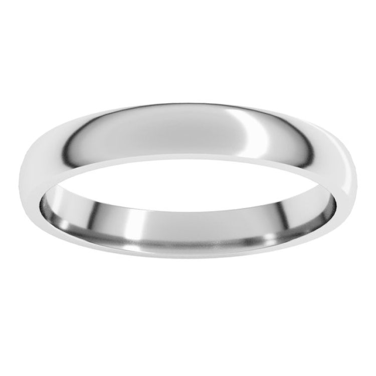 14K White Gold 3 mm Lightweight Comfort-Fit Half Round Band Size 7