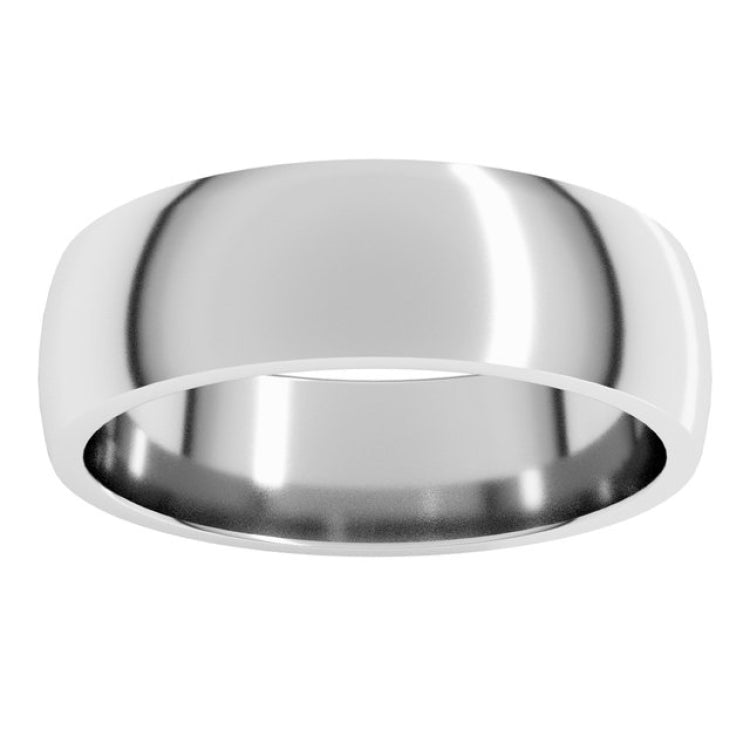 14K White Gold 6 mm Lightweight Comfort-Fit Half Round Band Size 7