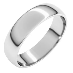 14K White Gold 5 mm Lightweight Half Round Band Size 13