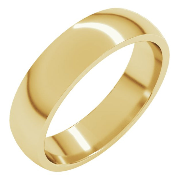 10K Yellow Gold 5 mm Lightweight Comfort-Fit Half Round Band Size 7