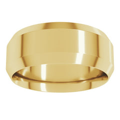 14K Yellow Gold 8 mm Beveled-Edge Comfort-Fit Flat Band Size 10
