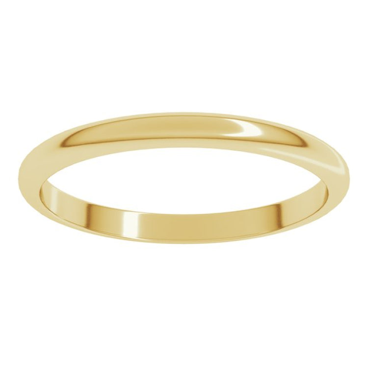 10K Yellow Gold 2 mm Half Round Band Size 9.5