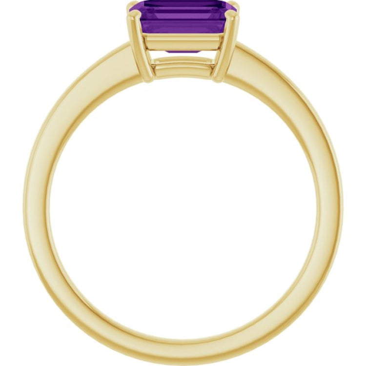14K Yellow Gold Natural Amethyst Solitaire Ring