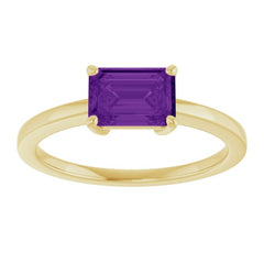14K Yellow Gold Natural Amethyst Solitaire Ring