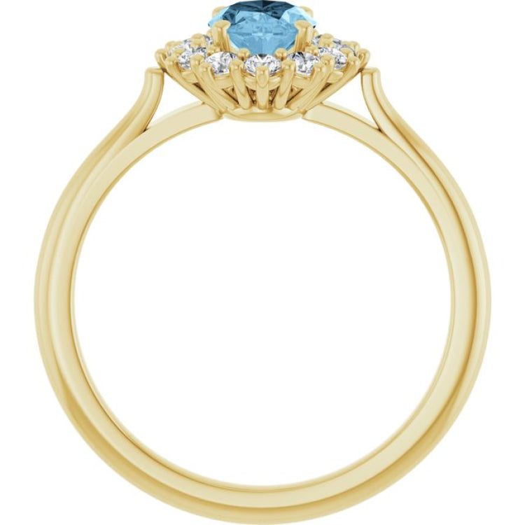 14K Yellow Gold Natural Sky Blue Topaz  & 1/3 CTW Lab-Grown Diamond Ring