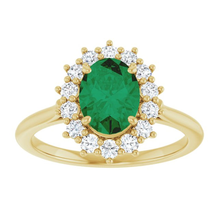 14K Yellow Gold Lab-Grown Emerald & 1/3 CTW Lab-Grown Diamond Ring