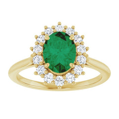 14K Yellow Gold Lab-Grown Emerald & 1/3 CTW Lab-Grown Diamond Ring