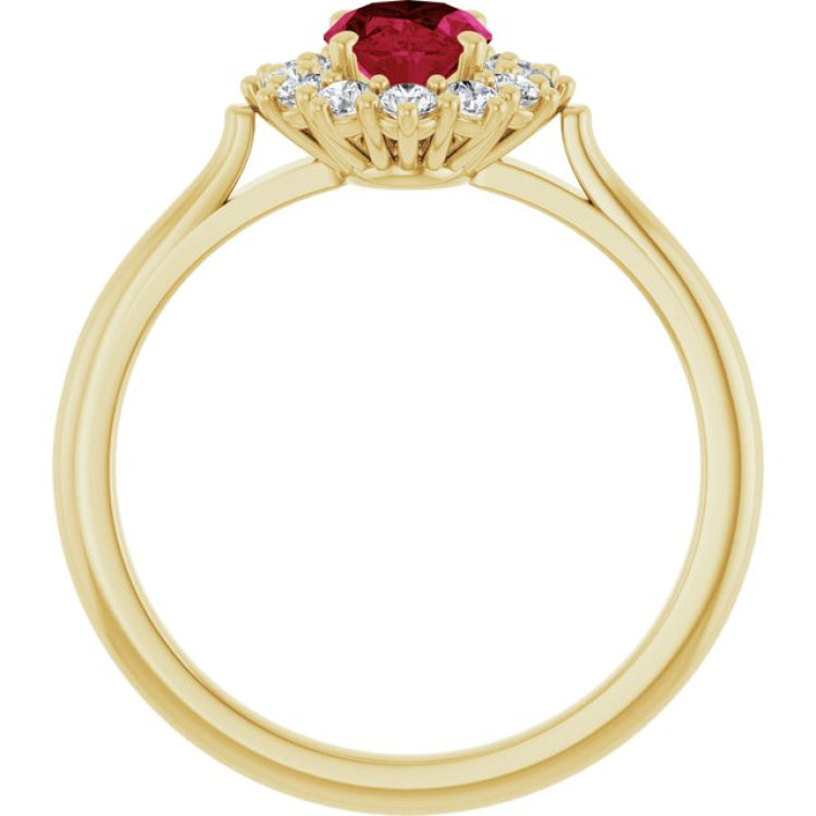 14K Yellow Gold Lab-Grown Ruby  & 1/3 CTW Lab-Grown Diamond Ring