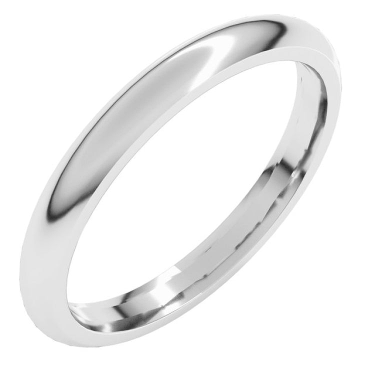 Platinum 2.5 mm Comfort-Fit Half Round Band Size 5