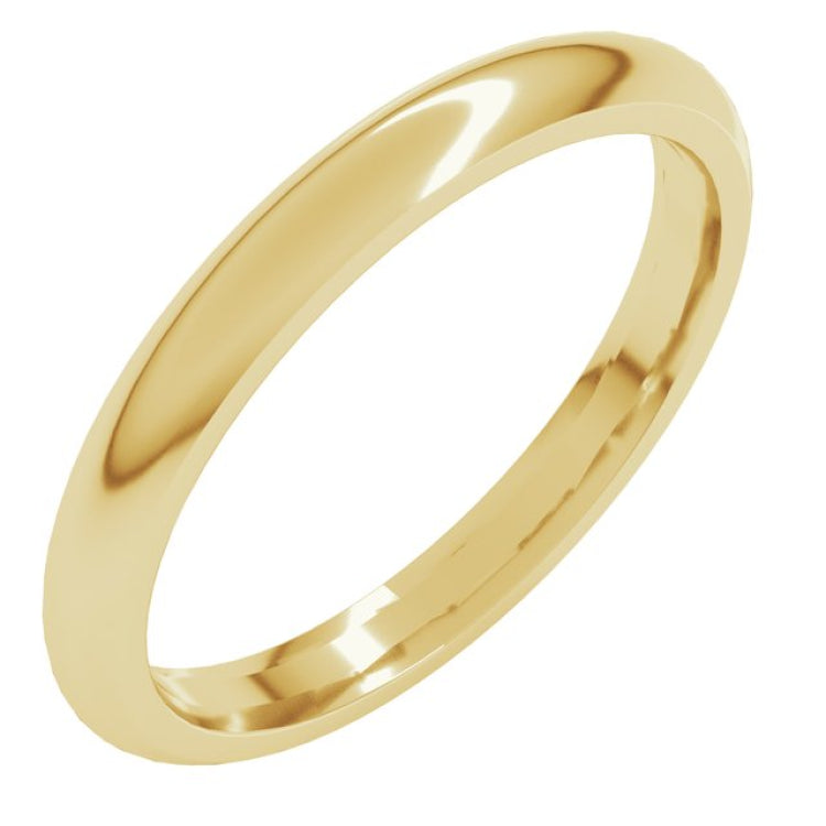 14K Yellow Gold 2.5 mm Comfort-Fit Half Round Band Size 7