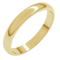 14K Yellow Gold 3 mm Half Round Band Size 12