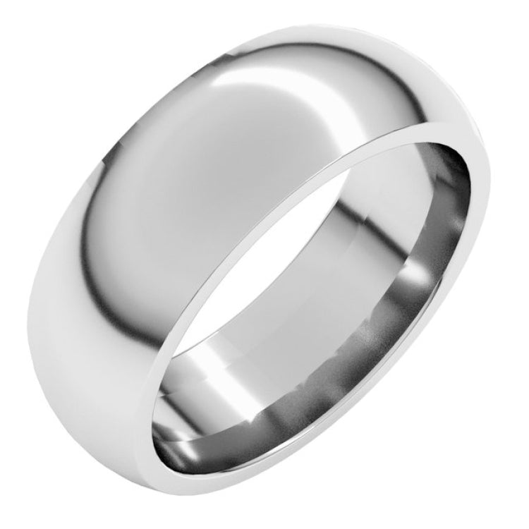 14K White Gold 7 mm Comfort-Fit Half Round Band Size 11