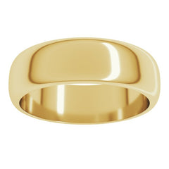 10K Yellow Gold 6 mm Half Round Band Size 8