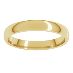 14K Yellow Gold 3 mm Lightweight Comfort-Fit Half Round Band Size 7