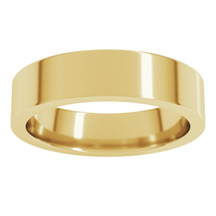 14K Yellow Gold 5 mm Comfort-Fit Flat Band Size 6.5