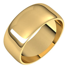10K Yellow Gold 8 mm Lightweight Half Round Band Size 9
