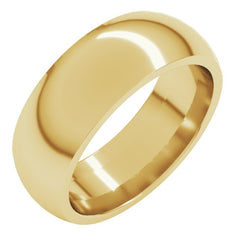 10K Yellow Gold 7 mm Comfort-Fit Half Round Band Size 10.5