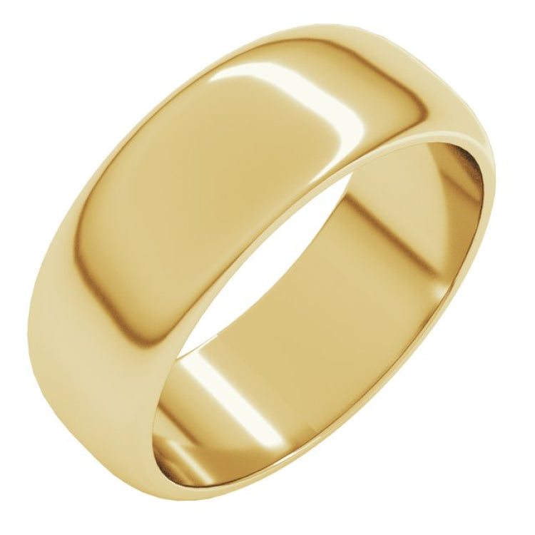 10K Yellow Gold 7 mm Half Round Band Size 6.5