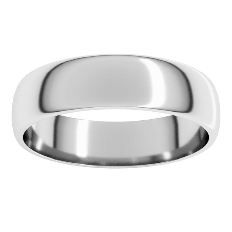 10K White Gold 5 mm Lightweight Half Round Band Size 10