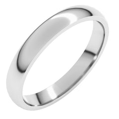 10K White Gold 3 mm Lightweight Comfort-Fit Half Round Band Size 10