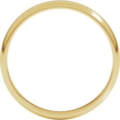 10K Yellow Gold 3 mm Lightweight Half Round Band Size 9