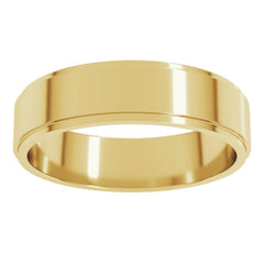 14K Yellow Gold 5 mm Stepped-Edge Flat Band Size 9