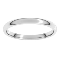Platinum 2 mm Lightweight Comfort-Fit Half Round Band Size 7